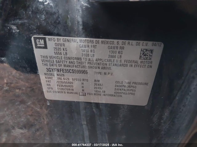2012 CADILLAC SRX 3GYFNFE35CS599969 Photo 8