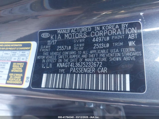 KNAGT4L36J5232672 KIA Optima Lx