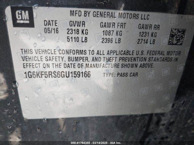 1G6KF5RS6GU159166 Cadillac Ct6 Premium Luxury