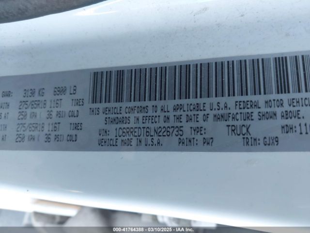 2020 RAM 1500 1C6RREDT6LN226735 Photo 8