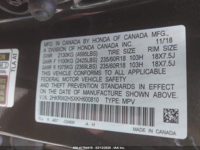 2HKRW2H5XKH600810 Honda CR-V EX