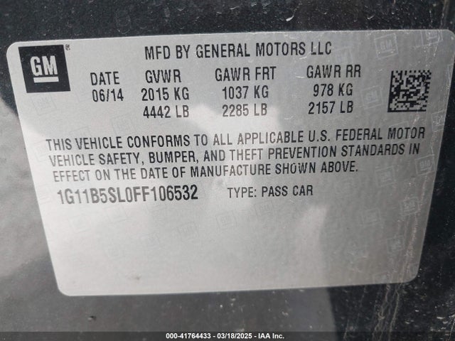 Chevrolet MALIBU LS 2015 1G11B5SL0FF106532 Image 9