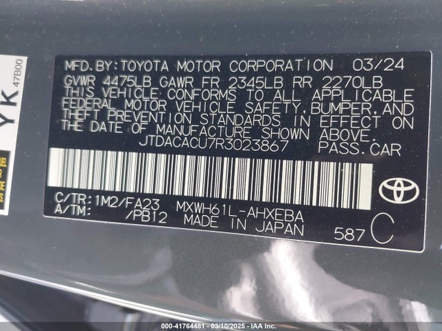 JTDACACU7R3023867 Toyota Prius Prime Se