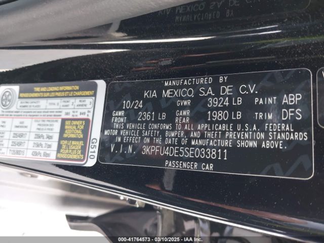 3KPFU4DE5SE033811 KIA K4 Ex