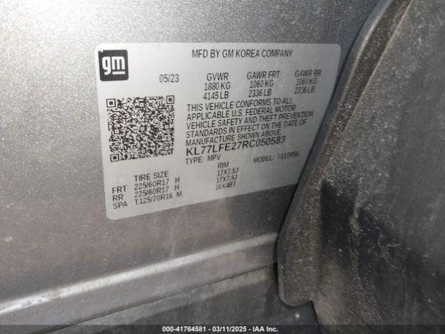 KL77LFE27RC050583 Chevrolet Trax Fwd Sp