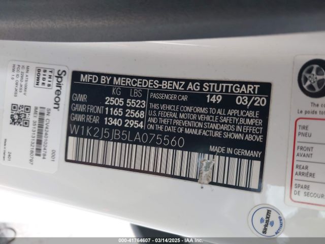 W1K2J5JB5LA075560 Mercedes-Benz CLS 450