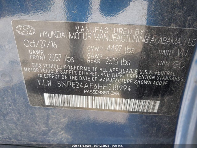 5NPE24AF6HH518994 Hyundai Sonata