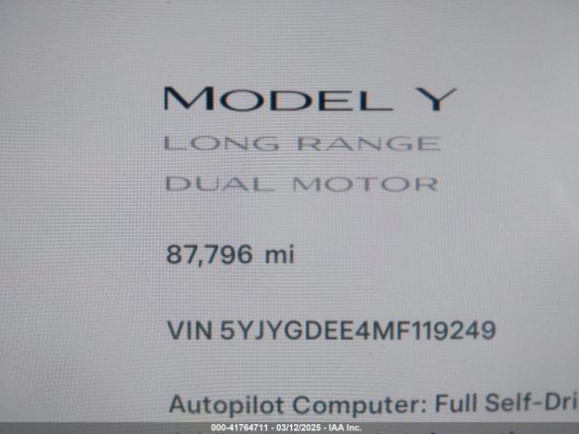 5YJYGDEE4MF119249 Tesla Model Y Long Range Dual Motor All-wheel Drive