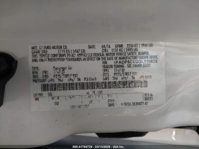 1FADP5CU2GL110832 Ford C-max Energi Sel