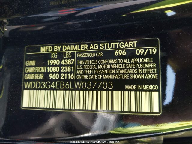 WDD3G4EB6LW037703 Mercedes-Benz A 220