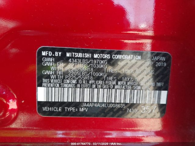 JA4AP4AU4LU008635 Mitsubishi Outlander Sport 2.0 Se