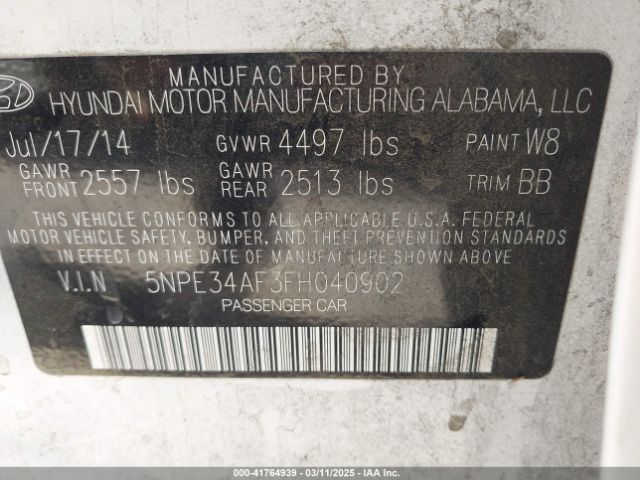5NPE34AF3FH040902 Hyundai Sonata Sport