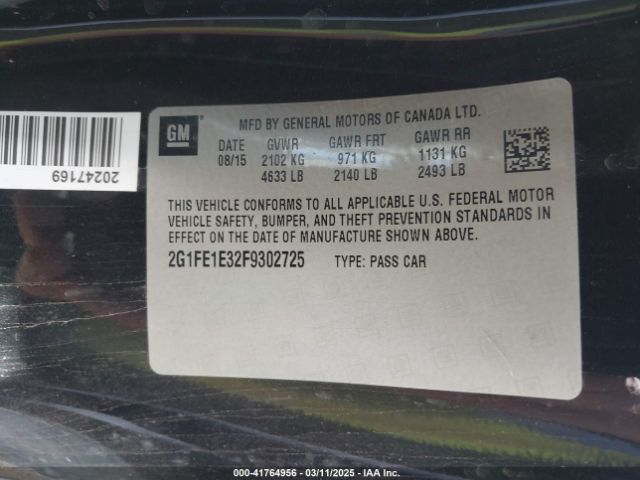 2G1FE1E32F9302725 Chevrolet Camaro 2lt