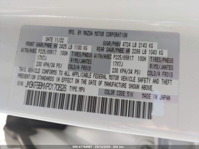 JM3KFBBMXP0170628 Mazda Cx-5 2.5 S Select