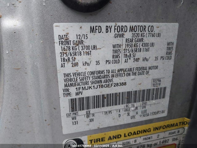 1FMJK1JT8GEF28388 Ford gtdi