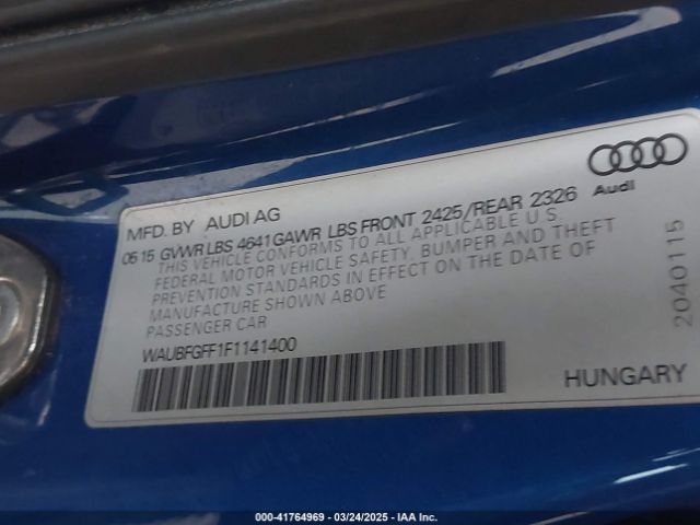 WAUBFGFF1F1141400 Audi S3 2.0t Premium Plus