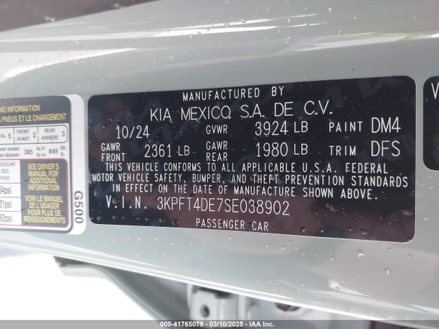 KIA K4 Lxs 2025 3KPFT4DE7SE038902 Image 9