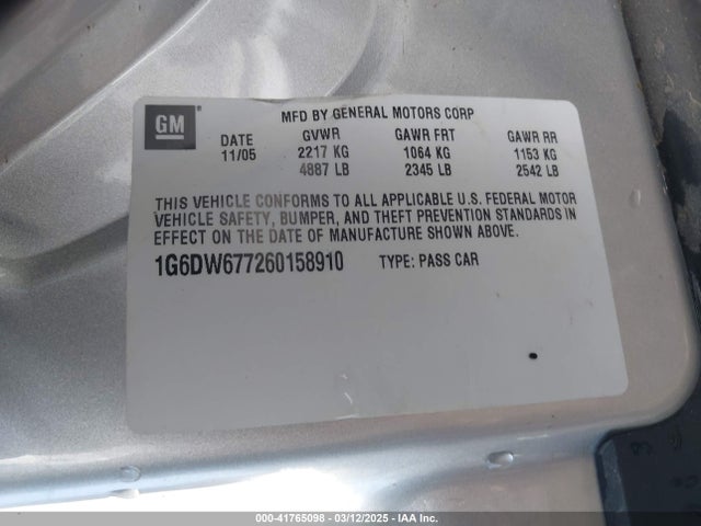 2006 CADILLAC STS 1G6DW677260158910 Photo 8