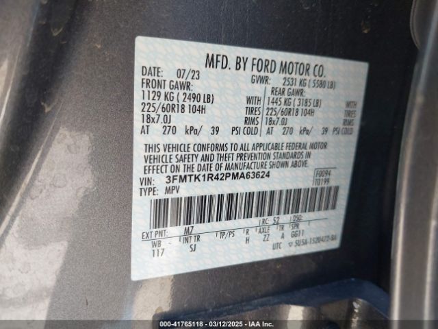 3FMTK1R42PMA63624 Ford Mustang Mach-e Select