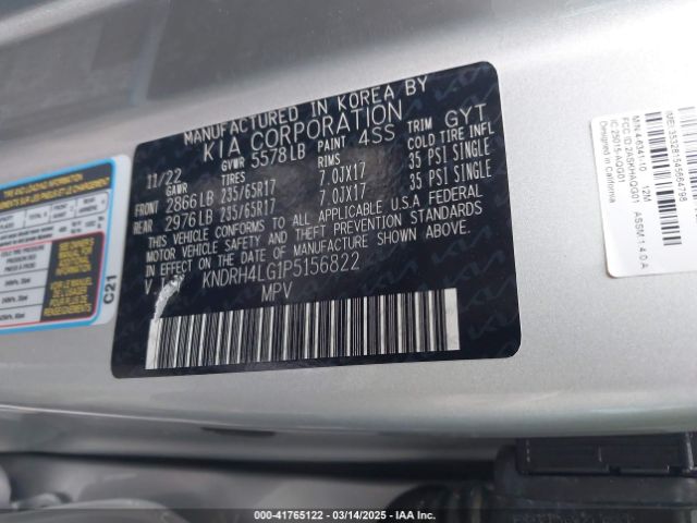 KNDRH4LG1P5156822 KIA Sorento Hybrid Ex