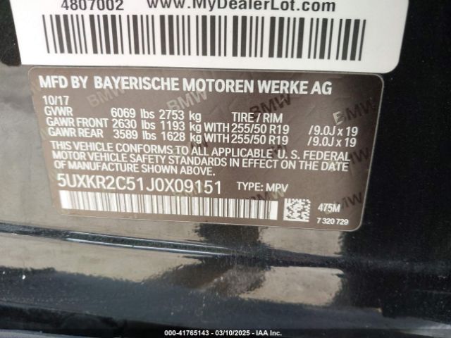 5UXKR2C51J0X09151 BMW X5 Sdrive35i