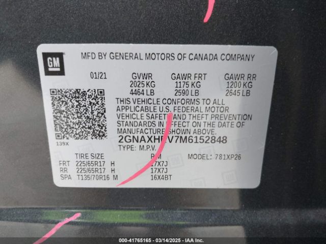 2GNAXHEV7M6152848 Chevrolet Equinox Fwd Ls