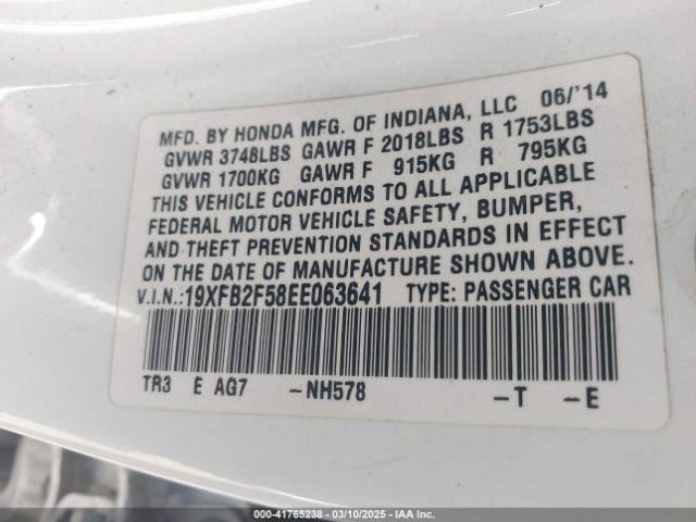 19XFB2F58EE063641 Honda Civic Lx
