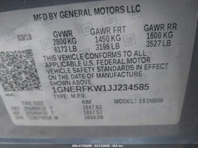 1GNERFKW1JJ234585 Chevrolet Traverse Ls