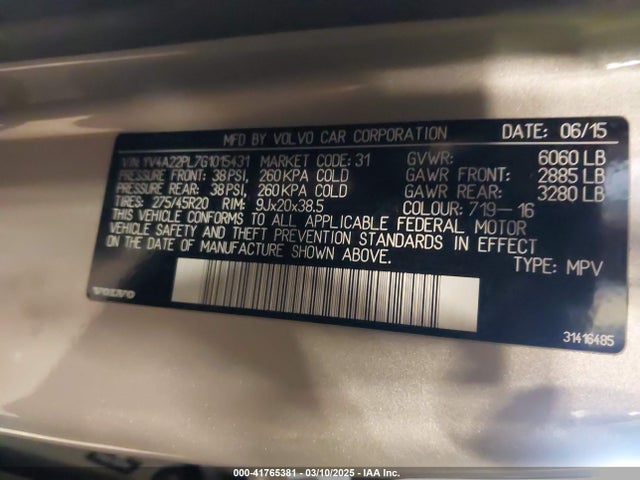 YV4A22PL7G1015431 Volvo Xc90 T6 Inscription