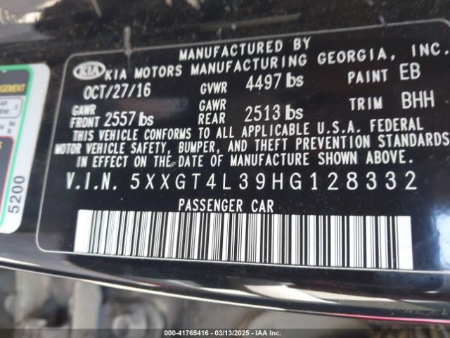 5XXGT4L39HG128332 KIA Optima Lx