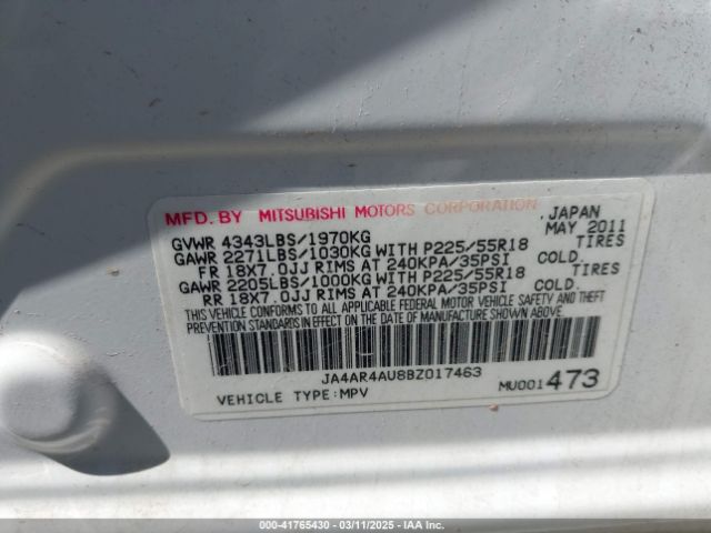 2011 MITSUBISHI OUTLANDER SPORT JA4AR4AU8BZ017463 Photo 8