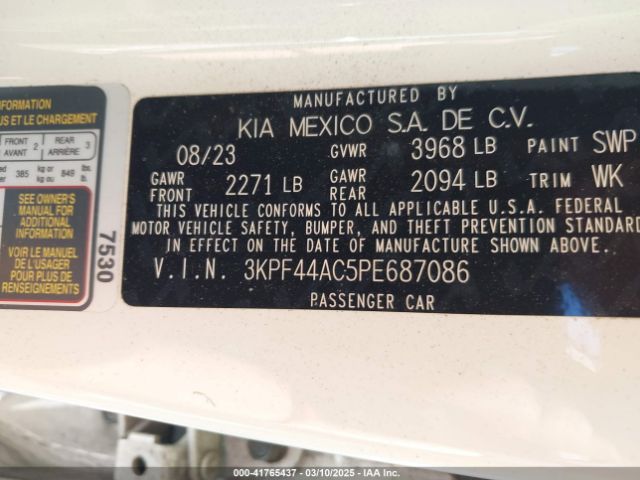 3KPF44AC5PE687086 KIA FORTE GT