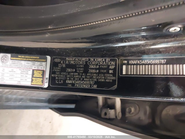 KNAFK5A85H5699787 KIA FORTE LX