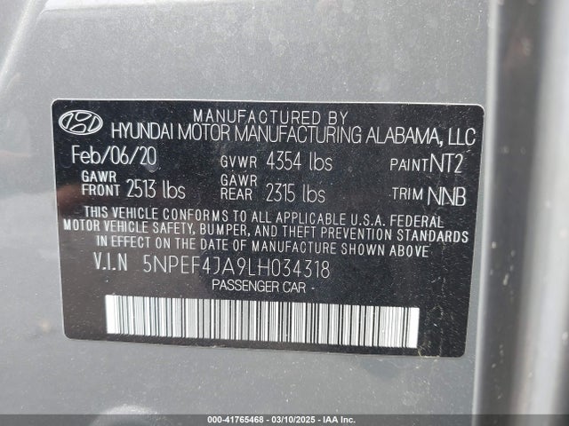 Hyundai SONATA SEL 2020 5NPEF4JA9LH034318 Image 9
