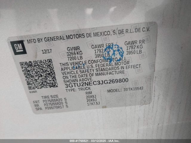 3GTU2NEC3JG269800 GMC Sierra 1500 Slt