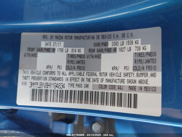 3MYDLBYV8HY194834 Toyota YARIS IA