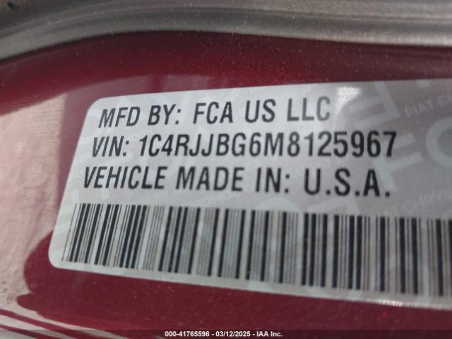 1C4RJJBG6M8125967 Jeep Grand Cherokee L Limited 4x2