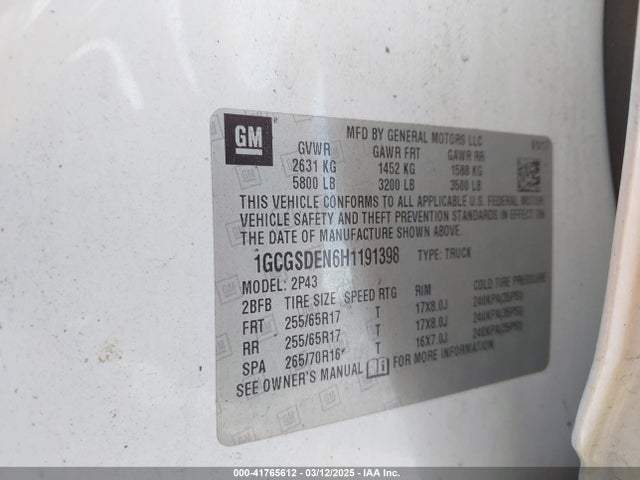 1GCGSDEN6H1191398 Chevrolet Colorado Z71