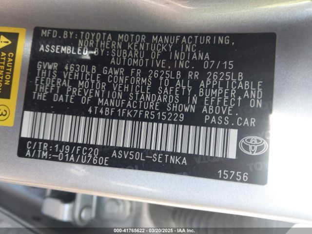 4T4BF1FK7FR515229 Toyota CAMRY LE