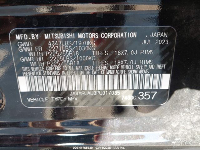 JA4ARUAU3PU017035 Mitsubishi Outlander Sport 2.0 Es Awc