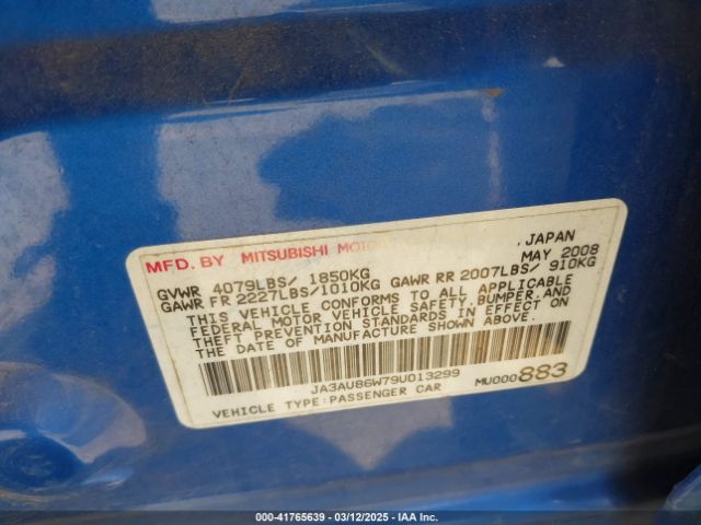 2009 MITSUBISHI LANCER JA3AU86W79U013299 Photo 8