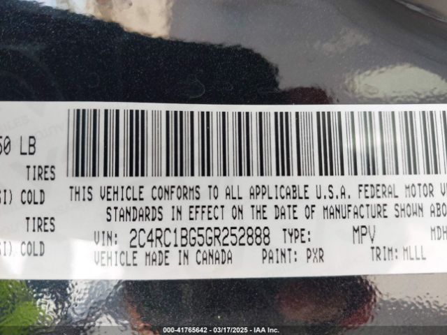 2C4RC1BG5GR252888 Chrysler Town & Country Touring