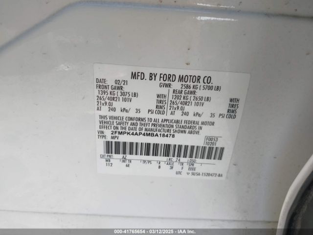 2FMPK4AP4MBA18478 Ford EDGE ST