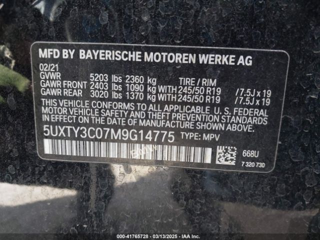 5UXTY3C07M9G14775 BMW X3 Sdrive30i