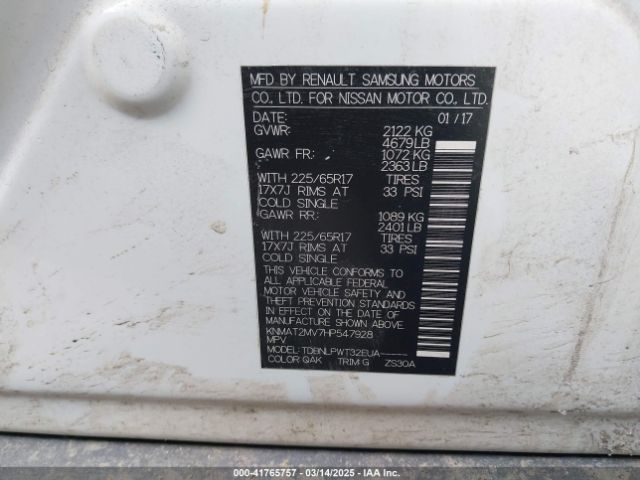 KNMAT2MV7HP547928 Nissan ROGUE S
