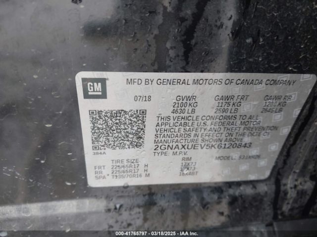 2019 CHEVROLET EQUINOX 2GNAXUEV5K6120843 Photo 8