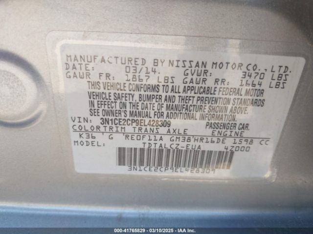 3N1CE2CP9EL428309 Nissan Versa Note S Plus