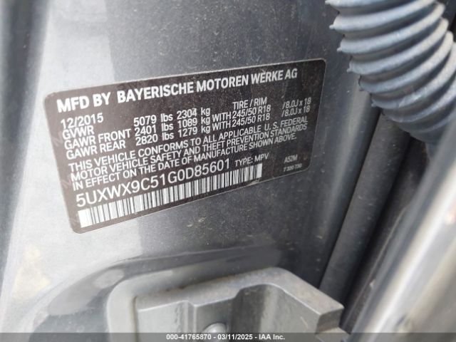 5UXWX9C51G0D85601 BMW X3 Xdrive28i