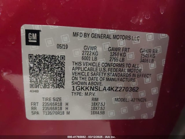 1GKKNSLA4KZ270362 GMC Acadia Sle-2