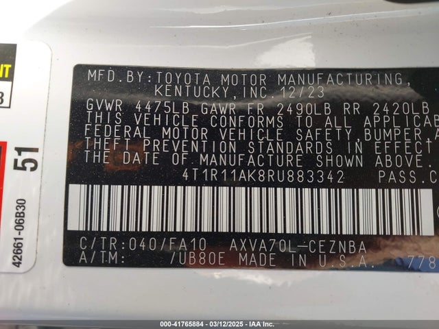 4T1R11AK8RU883342 Toyota CAMRY LE
